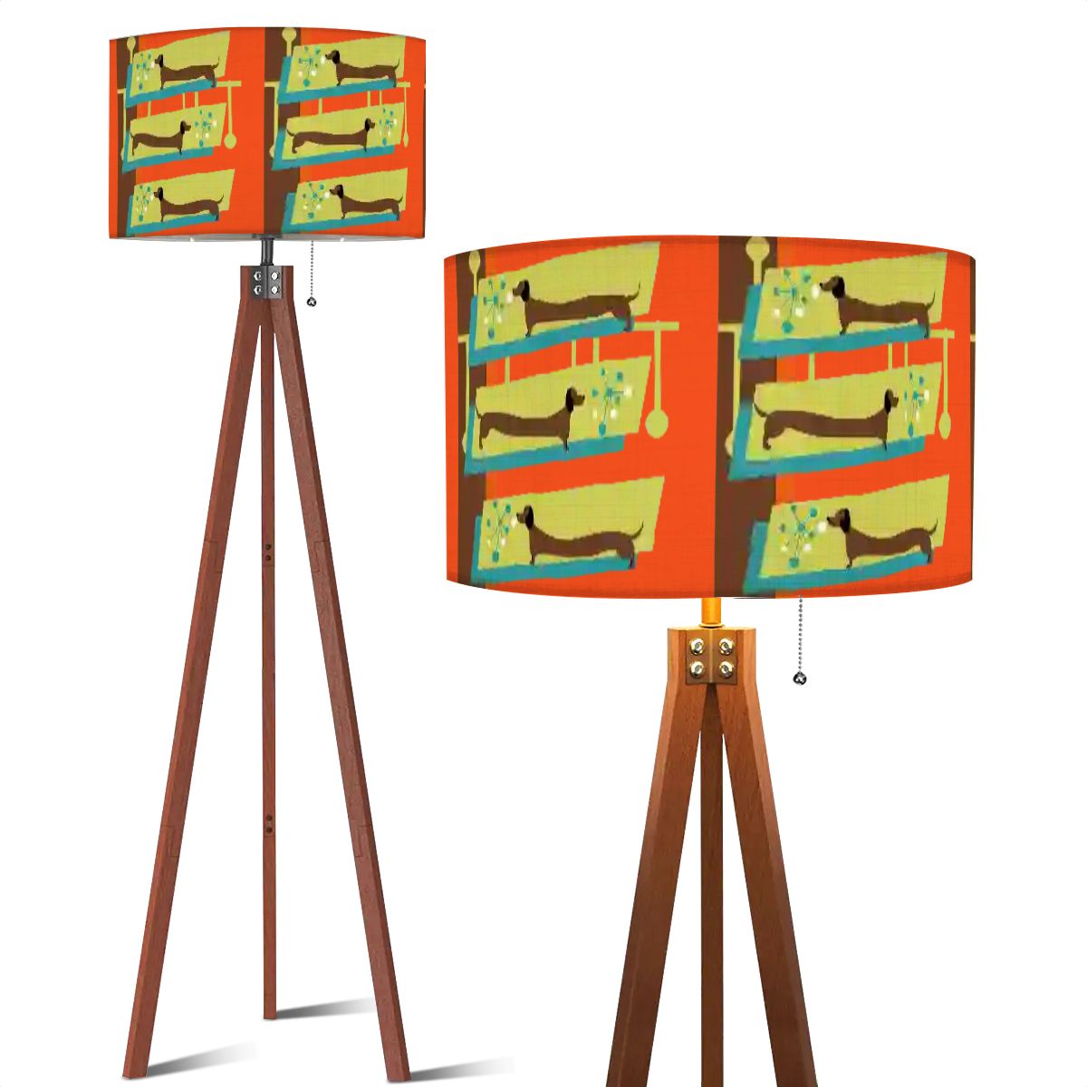 Mid Century Modern Doxie Dog, Dachshund Weiner Dog Retro Tripod Floor Lamp - Mid Century Modern Gal