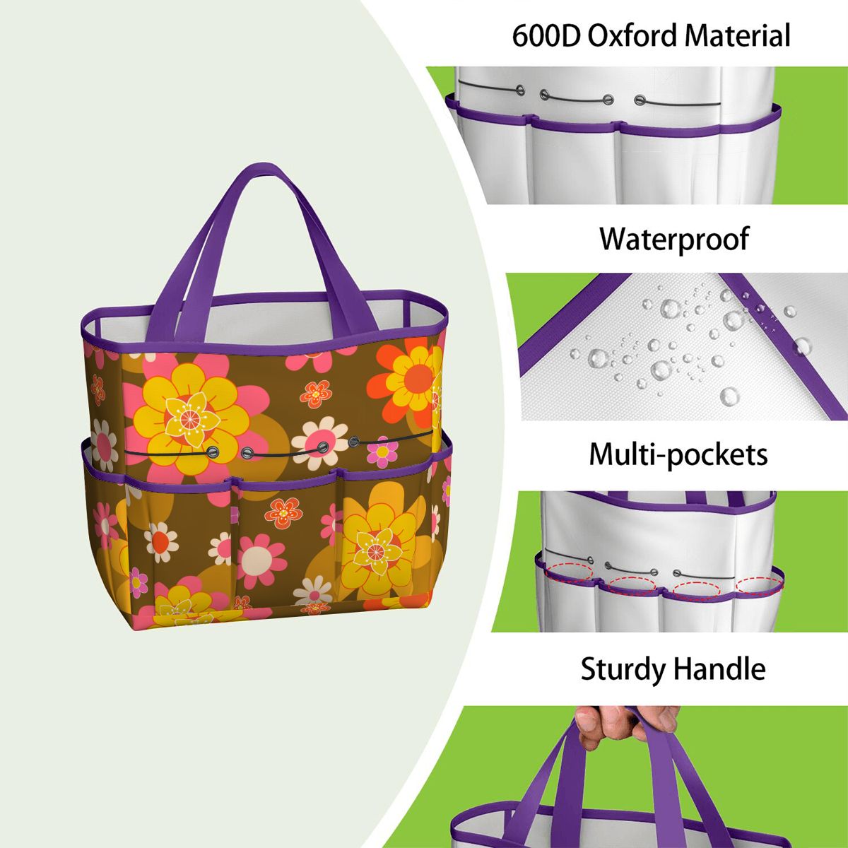 Retro 70s Groovy Flower Power Garden Tool Bag