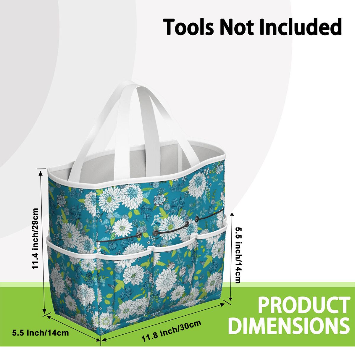 Chinoiserie Floral Teal Green White Elegant Garden Tool Bag - Mid Century Modern Gal