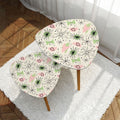 Mid Century Modern Atomic Starburst Vanilla White, Pink Green Nesting Tables