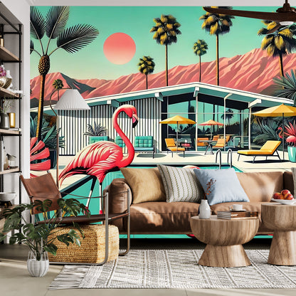 Palm Springs California Wallpaper Mural, Peel And Stick 50s Kitsch