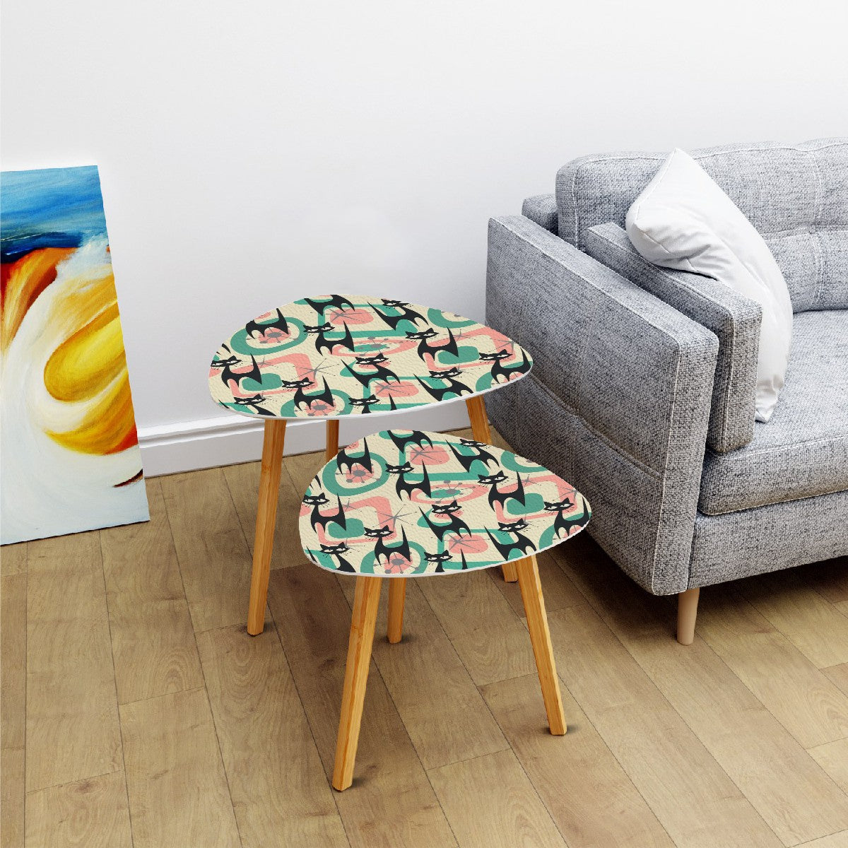 Atomic Cat Retro Mod Mid Century Modern Nesting Tables - Mid Century Modern Gal