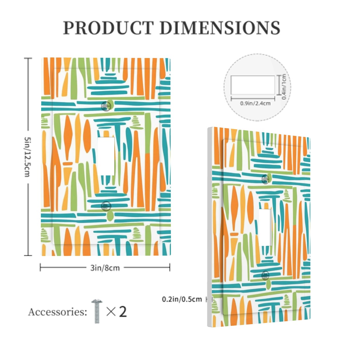 Mid Century Modern Abstract Polynesian Orange, Green Teal Modern Switch Cover - Mid Century Modern Gal