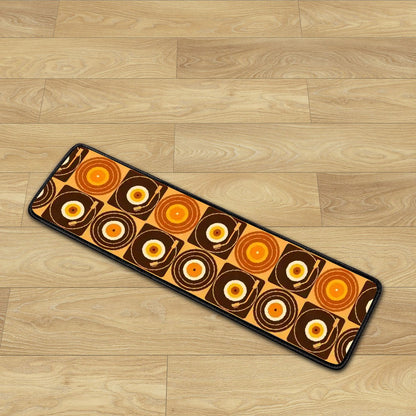 Groovy Retro Record Players, Brown Orange Yellow, Non Slip Carpet for Stairs Treads - Mid Century Modern Gal