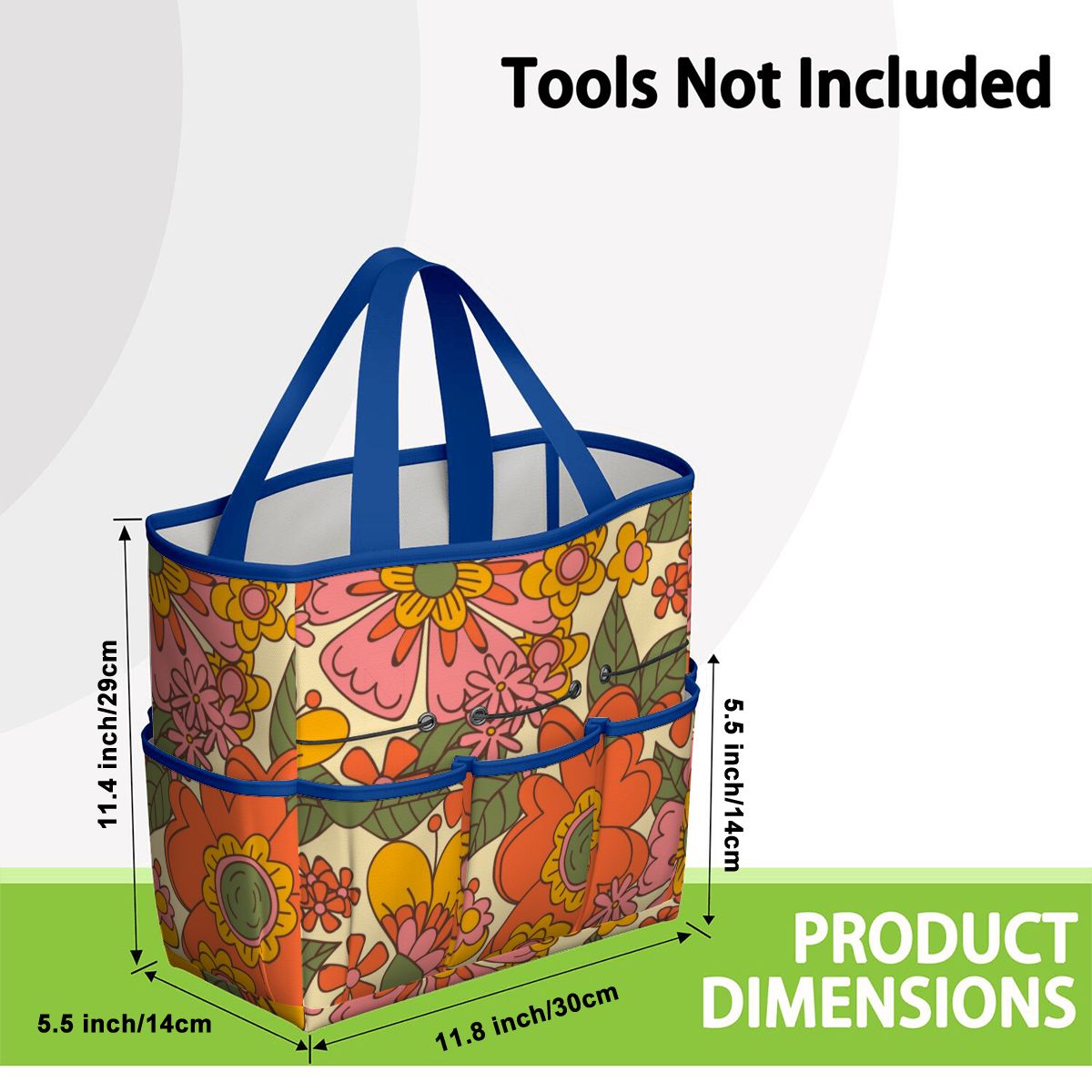 70s Retro Revival Flower Power Groovy Floral Mid Mod Garden Tool Bag