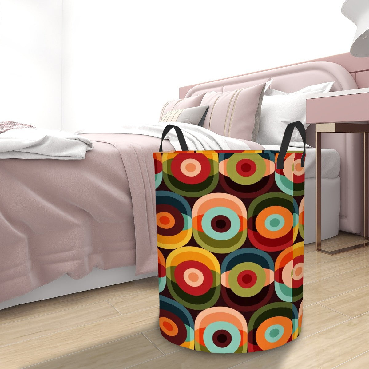 Retro Groovy Mid Mod Funky Fun MCM Circular Laundry Basket - Mid Century Modern Gal