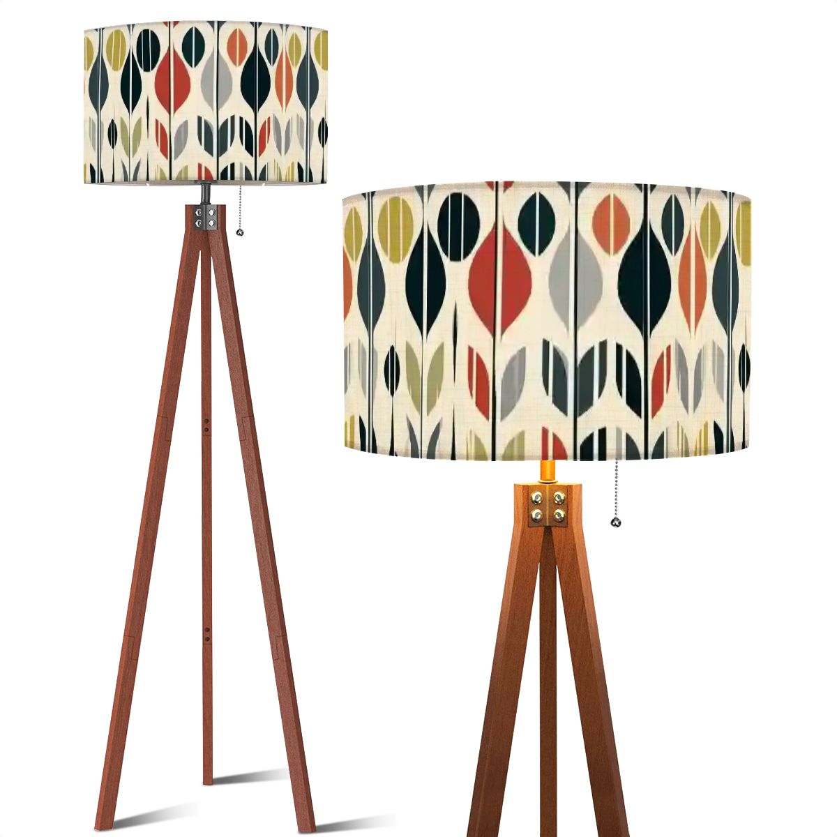 Scandinavian Modern Danish Floral Leaves, Hygge Designed Mid Century Modern Tripod Lamp - Mid Century Modern Gal
