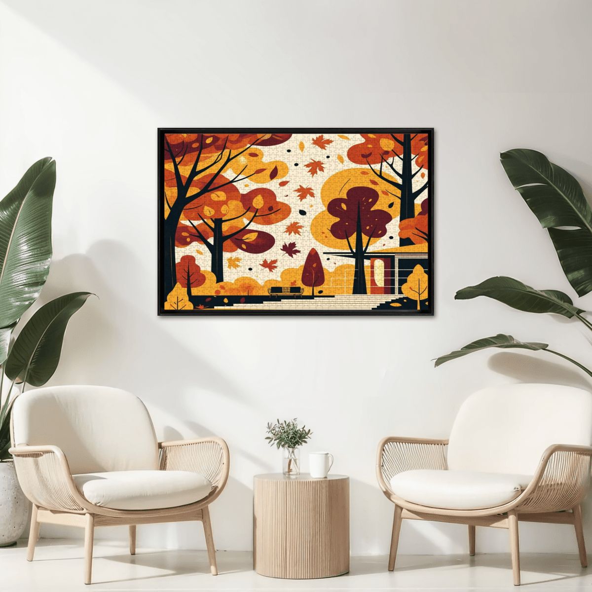 Mid Century Modern Scandinavian Designed Harvest Wooden Jigsaw