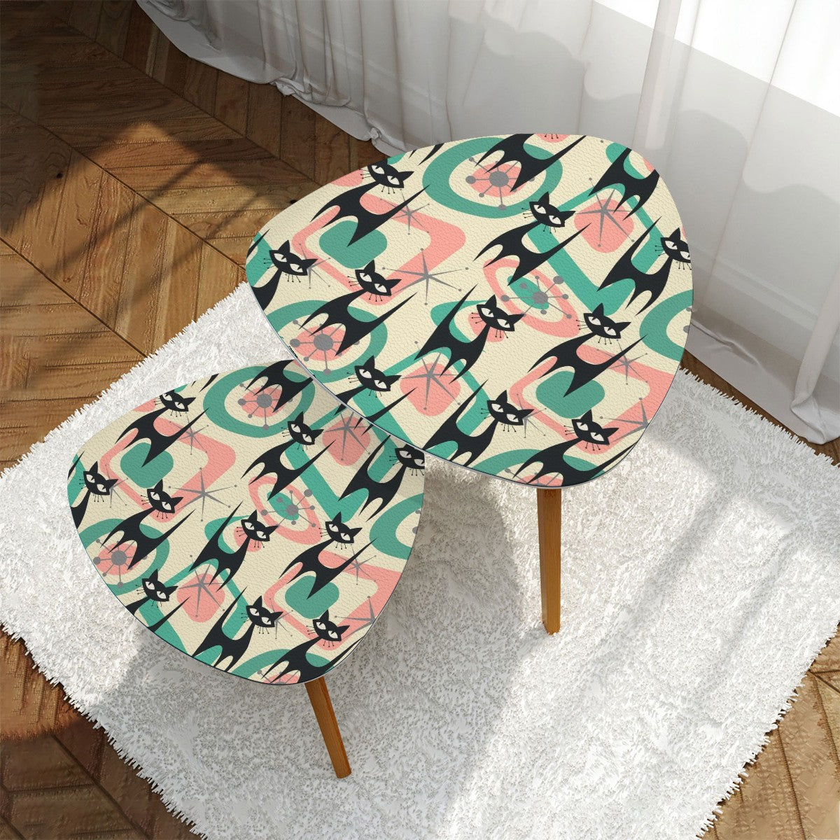 Atomic Cat Retro Mod Mid Century Modern Nesting Tables