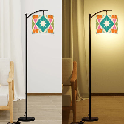 Atomic 50s Starburst Diamond Kitschy Orange, Teal, Green Mid Century Modern Lamp SHADE ONLY - For Arc Floor Lamps Only - Mid Century Modern Gal