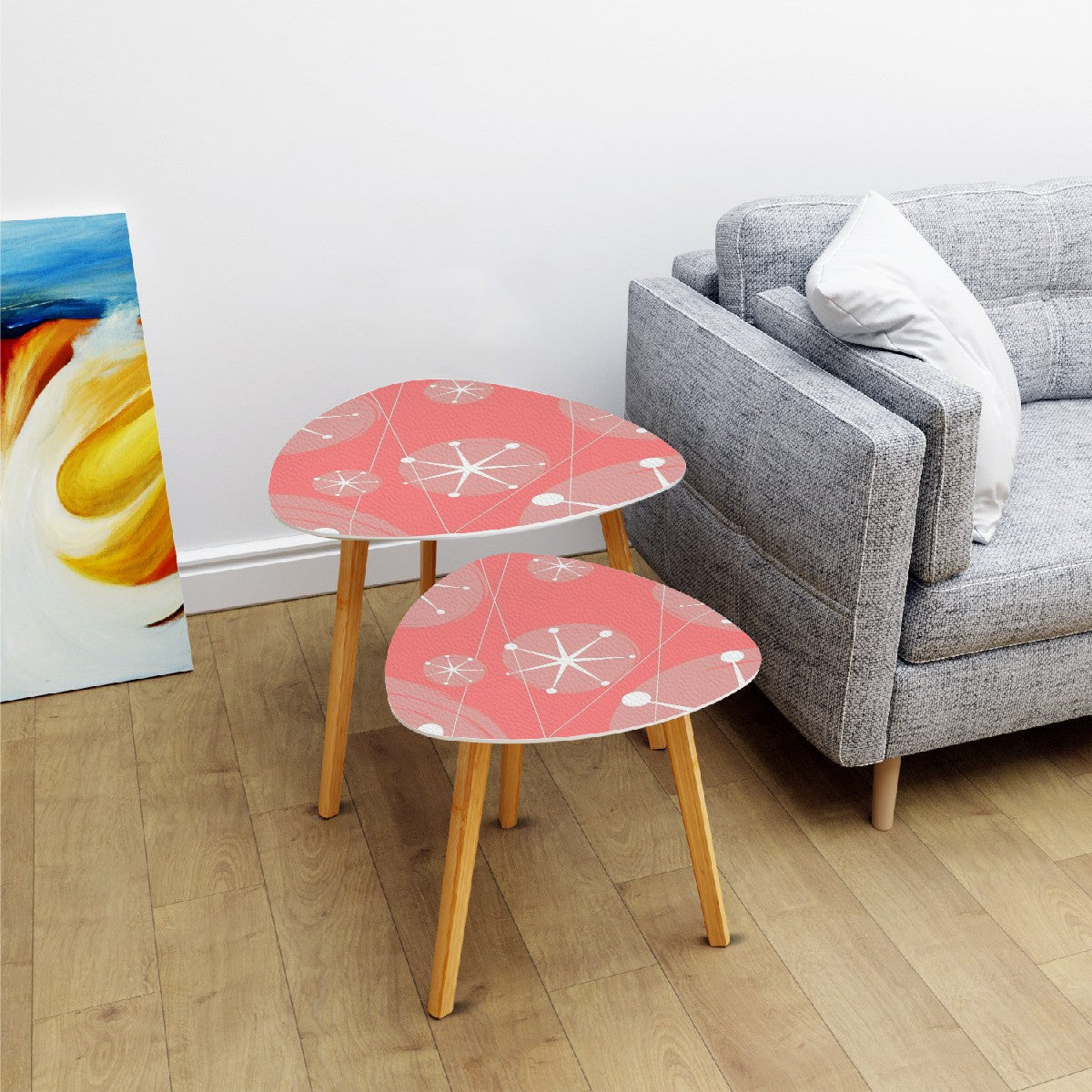 Atomic 50s Pink Starburst Mid Century Modern Nesting Tables - Mid Century Modern Gal