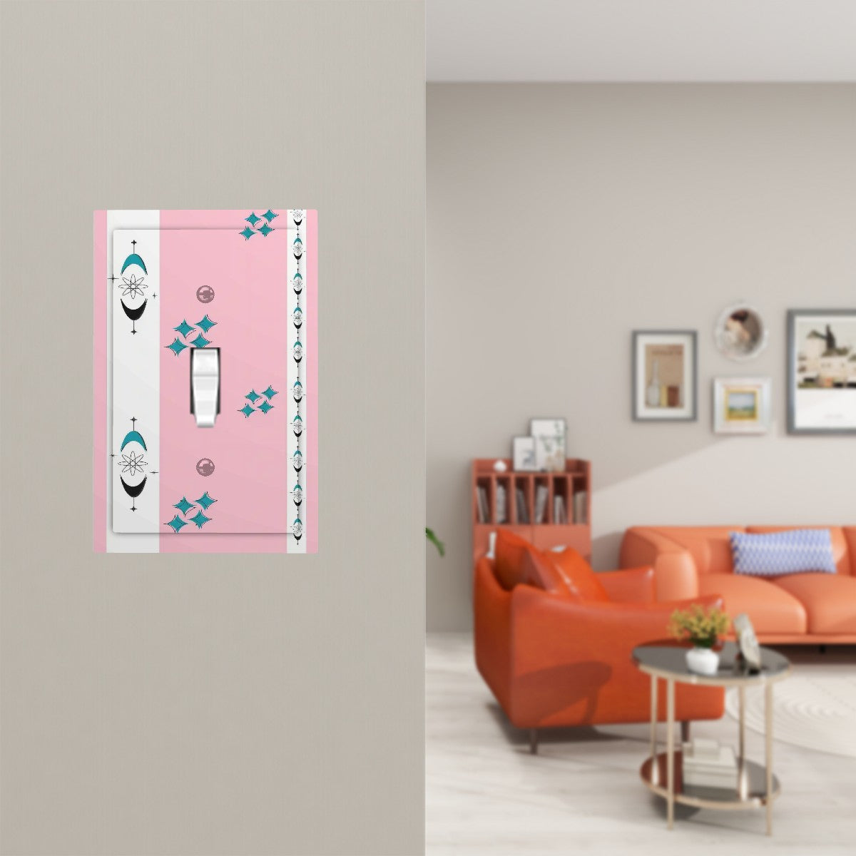 Atomic Pink Starburst, Boomerang Mid Century Modern Switch Cover - Mid Century Modern Gal