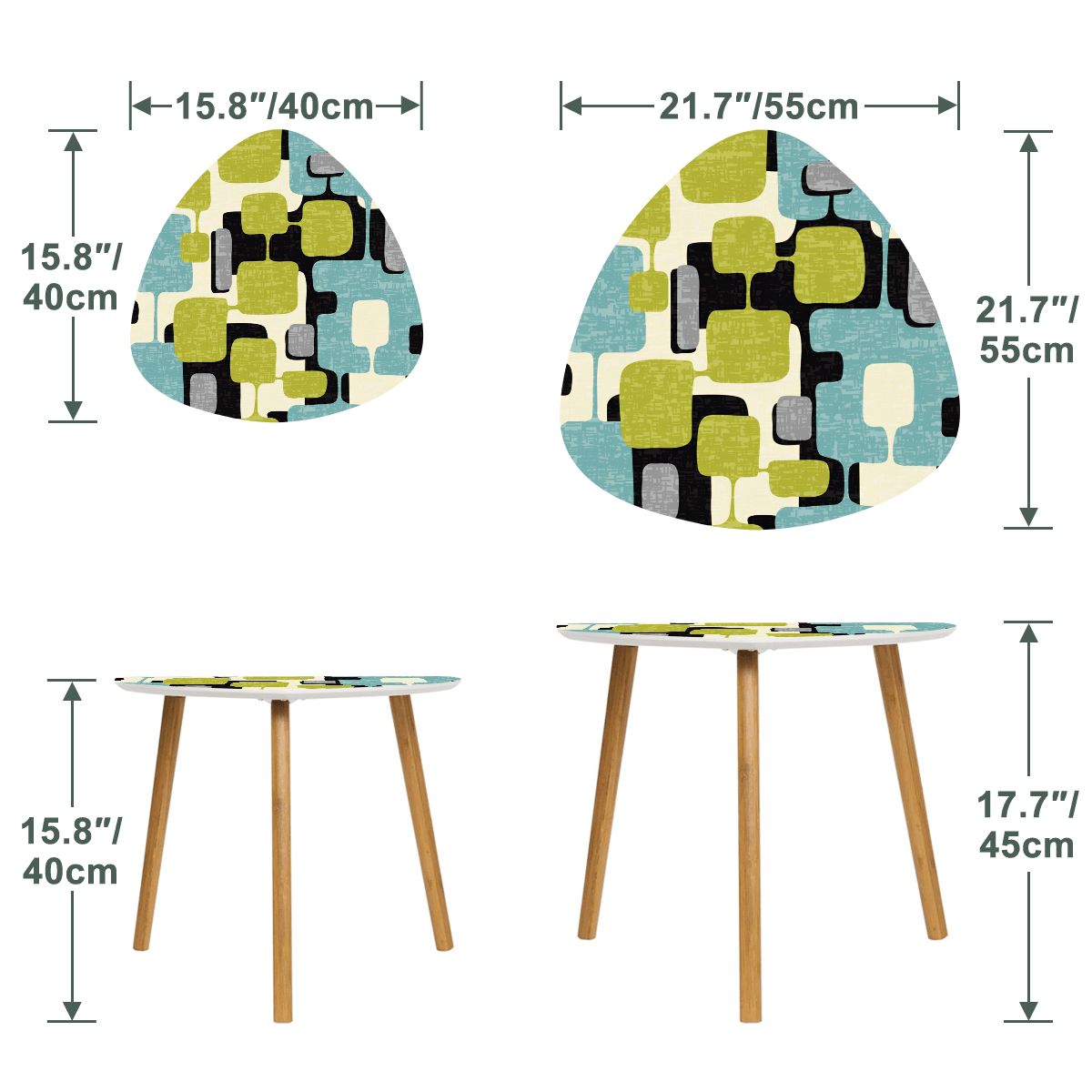 Mid Century Modern Geometric Designed Mod Nesting Tables With Bamboo Legs - Mid Century Modern Gal