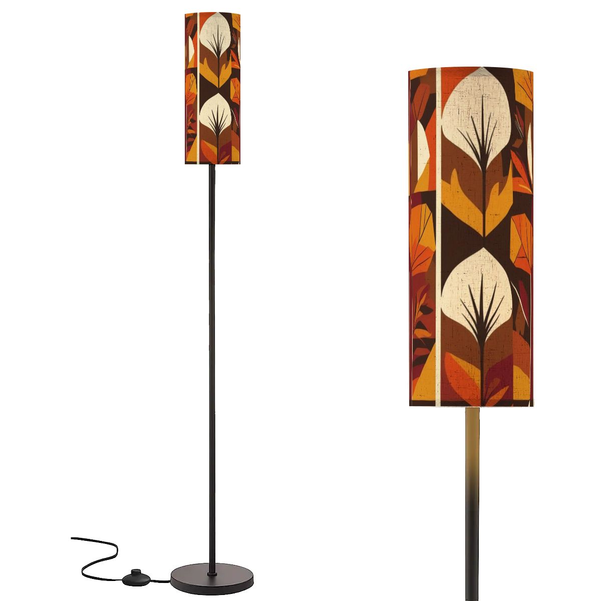Mid Century Modern Scandinavian Harvest Leaves, Golden Yellow Brown Orange MCM Floor Lamp - Mid Century Modern Gal