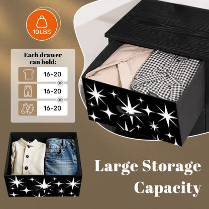 Atomic Starburst Black White Mid Century Modern 4-Drawer Dresser - Mid Century Modern Gal