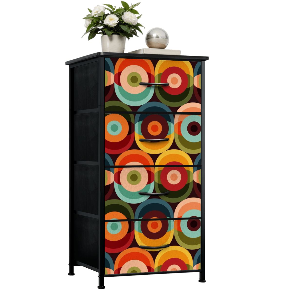 Retro Groovy Mod Space Orb Designed Mid Century Modern 4-Drawer Dresser - Mid Century Modern Gal