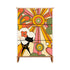 Retro Groovy 70s Sunshine Mid Mod Shoe Cabinet Adorned WIth Hippie Vibes And Atomic Cat - Mid Century Modern Gal