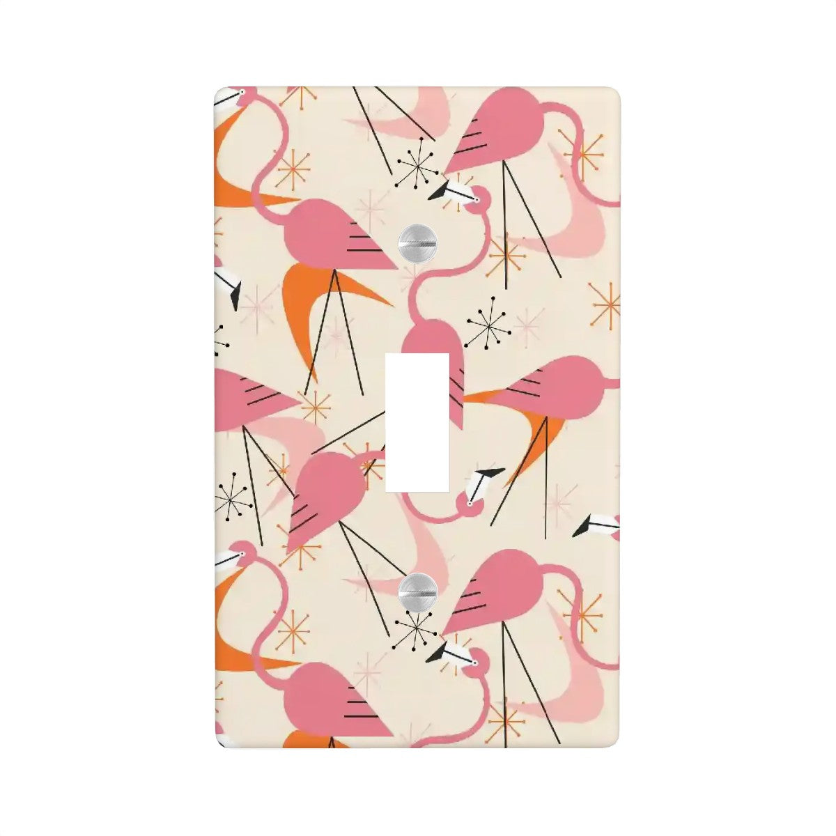 50s Flamingo Pink Orange Boomerang Mid Mod Kitschy Switch Cover 1-Gang 1 Toggle - Mid Century Modern Gal