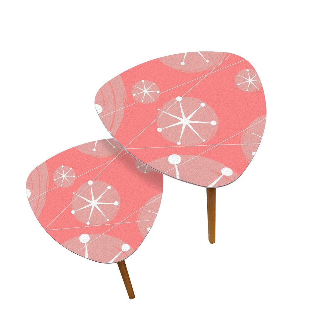 Atomic 50s Pink Starburst Mid Century Modern Nesting Tables