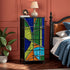 Mid Century Modern Green Blue Orange Purple Faux Stained Glass Designed 4-Drawer Dresser - Mid Century Modern Gal