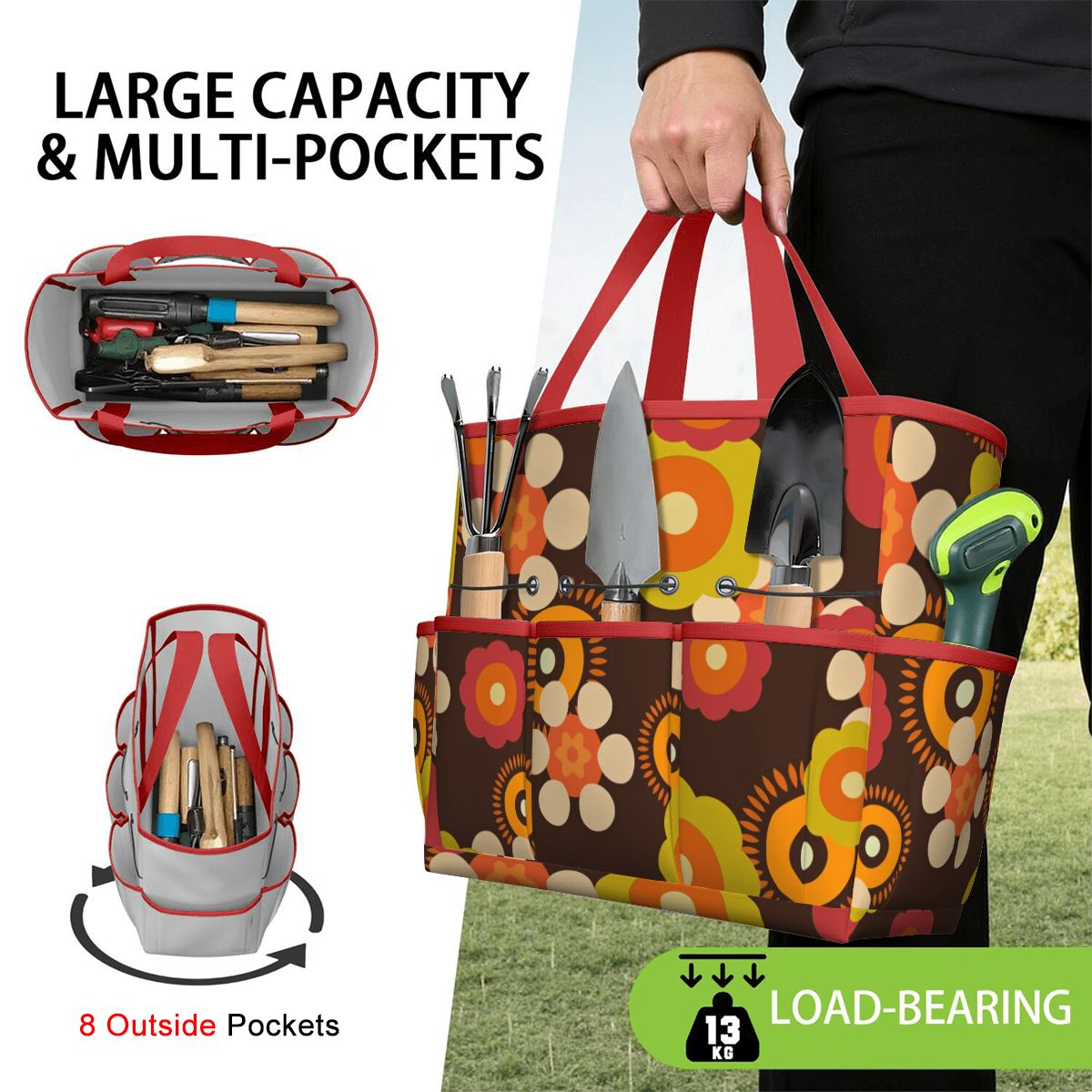Retro Flower Power 70s Garden Tool Bag