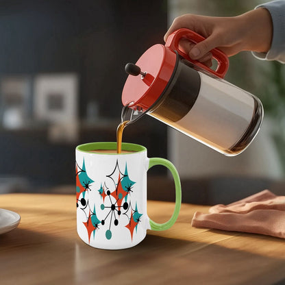 Mid Century Modern Atomic Starburst Sputnik Designed Large Colorful Mug (15oz)