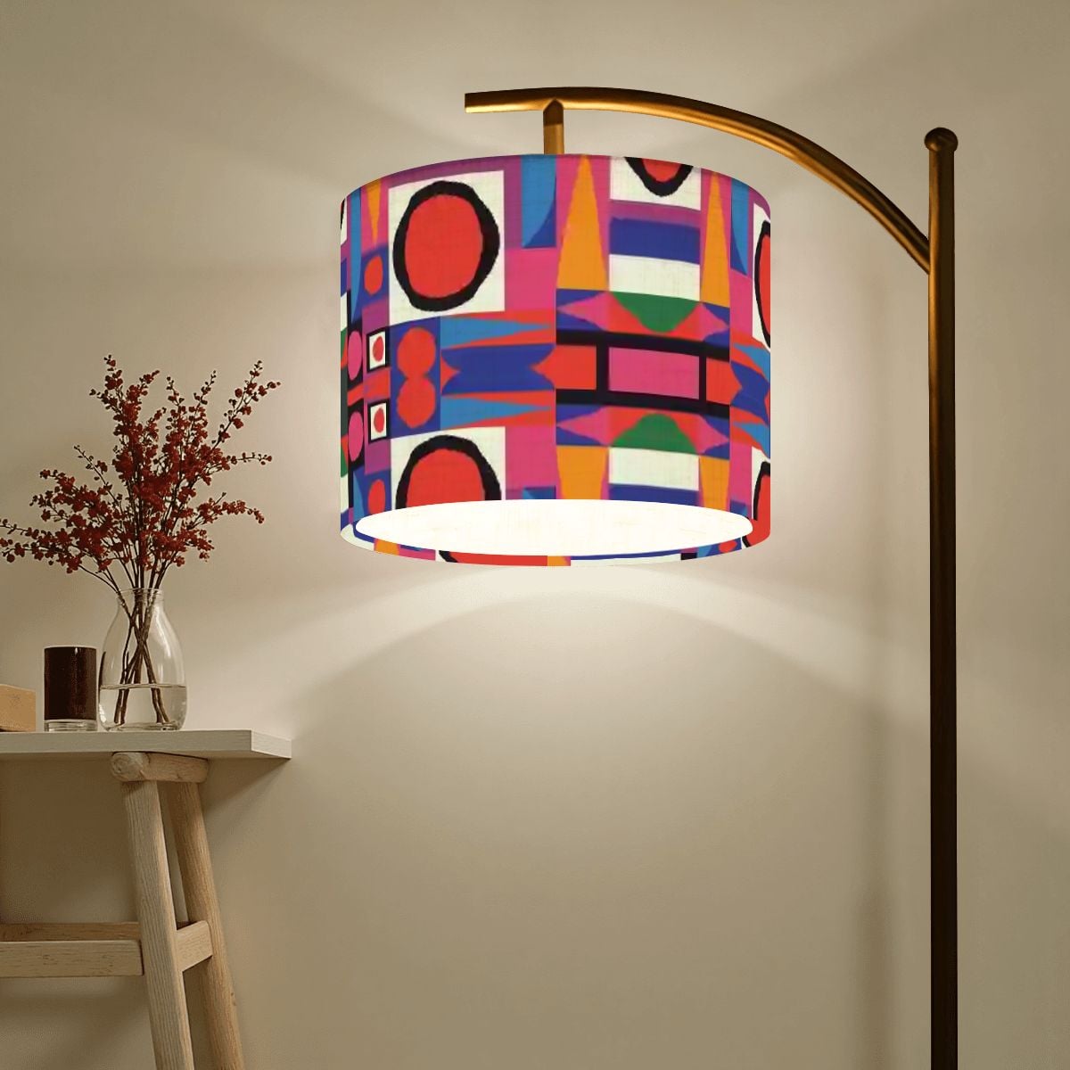 Mid Century Modern Bauhaus Red, Green Purple Pink Geometric Retro Lamp SHADE ONLY - For Arc Floor Lamps Only - Mid Century Modern Gal