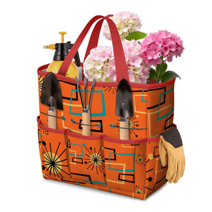 Mid Century Modern Sinatra Orange, Starburst, Geometric Funky Fun Garden Tool Bag - Mid Century Modern Gal