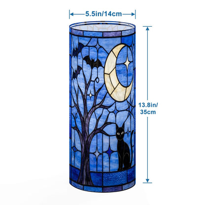 Halloween Stained Glass Style Night Sky Black Cat Slim Floor Lamp SHADE ONLY - For Slim Floor Lamps Only