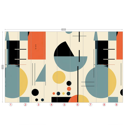 Mid Century Modern Bauhaus Geometric Designed Peel And Stick Wall Murals