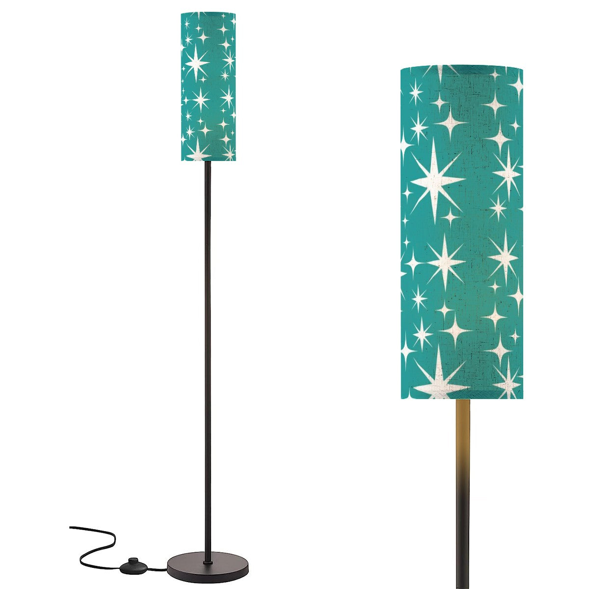 Atomic Starbust Teal Blue, Mid Century Modern Slim Tall Floor Lamp - Mid Century Modern Gal