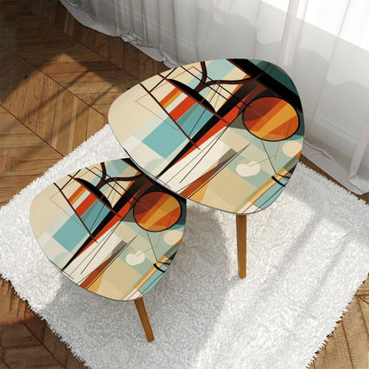 Mid Century Modern Absract Geometric Bauhaus Designed MCM Nesting Tables - Mid Century Modern Gal