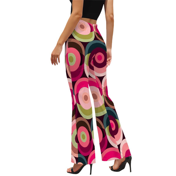 Retro Mod Groovy Orbs 60s 70s Vibe Women's Flared Pants
