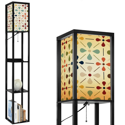 Scandinavian Floral Mid Mod Retro Floor Lamp with Shelves - Mid Century Modern Gal
