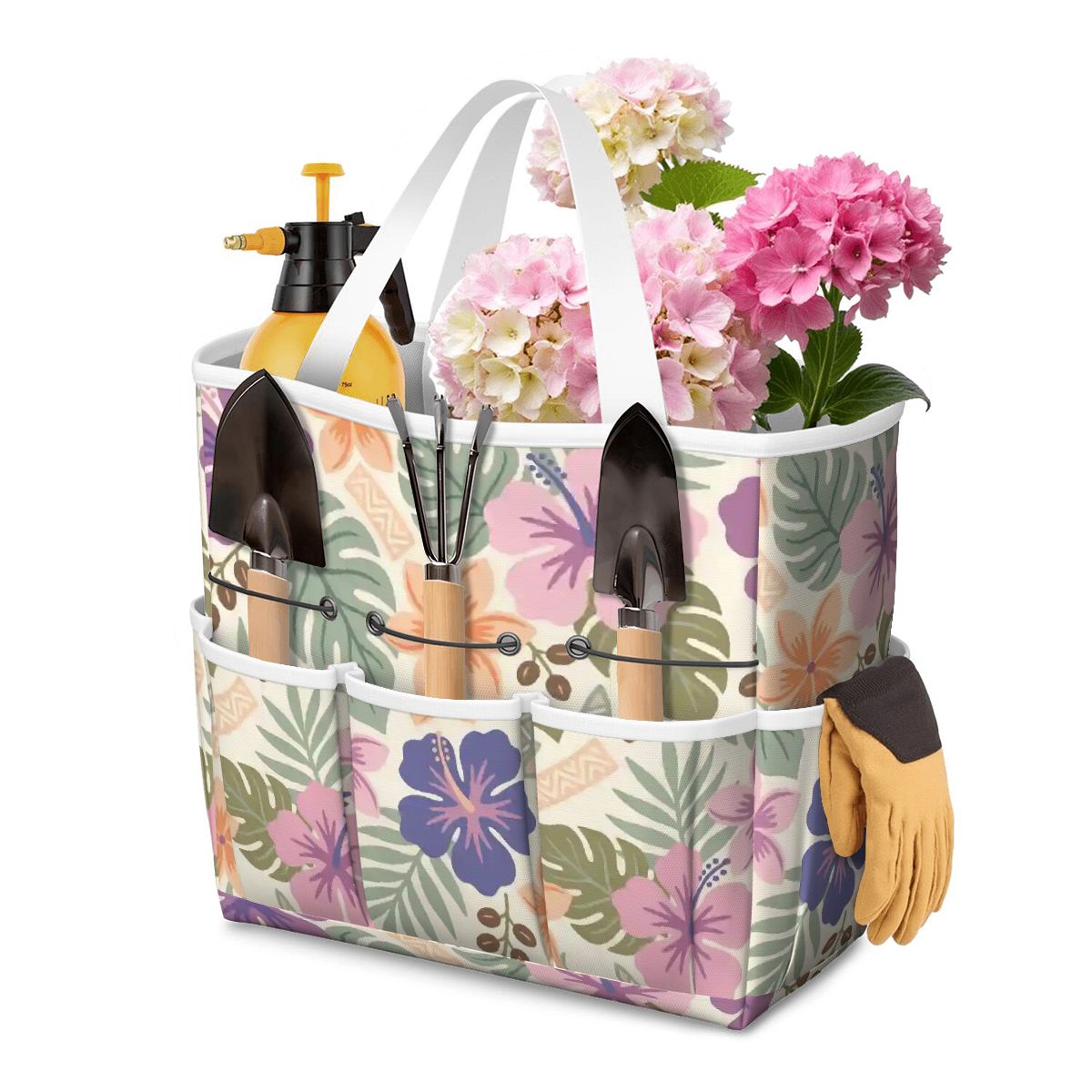 Retro Tropical Tiki Summer, Hawaiian Hibiscus Purple Garden Tool Bag - Mid Century Modern Gal