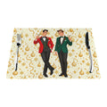 Mid Century Modern Christmas Martini Dapper Gay Male Couple  Placemat 1pc