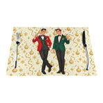 Mid Century Modern Christmas Martini Dapper Gay Male Couple  Placemat 1pc