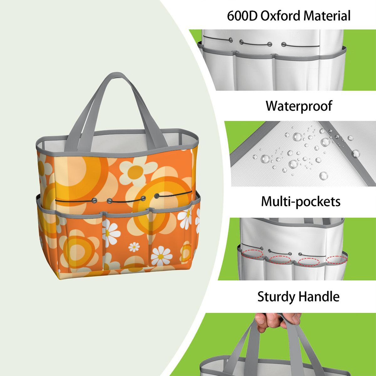 Flower Power Orange Groovy Mod Garden Tool Bag - Mid Century Modern Gal