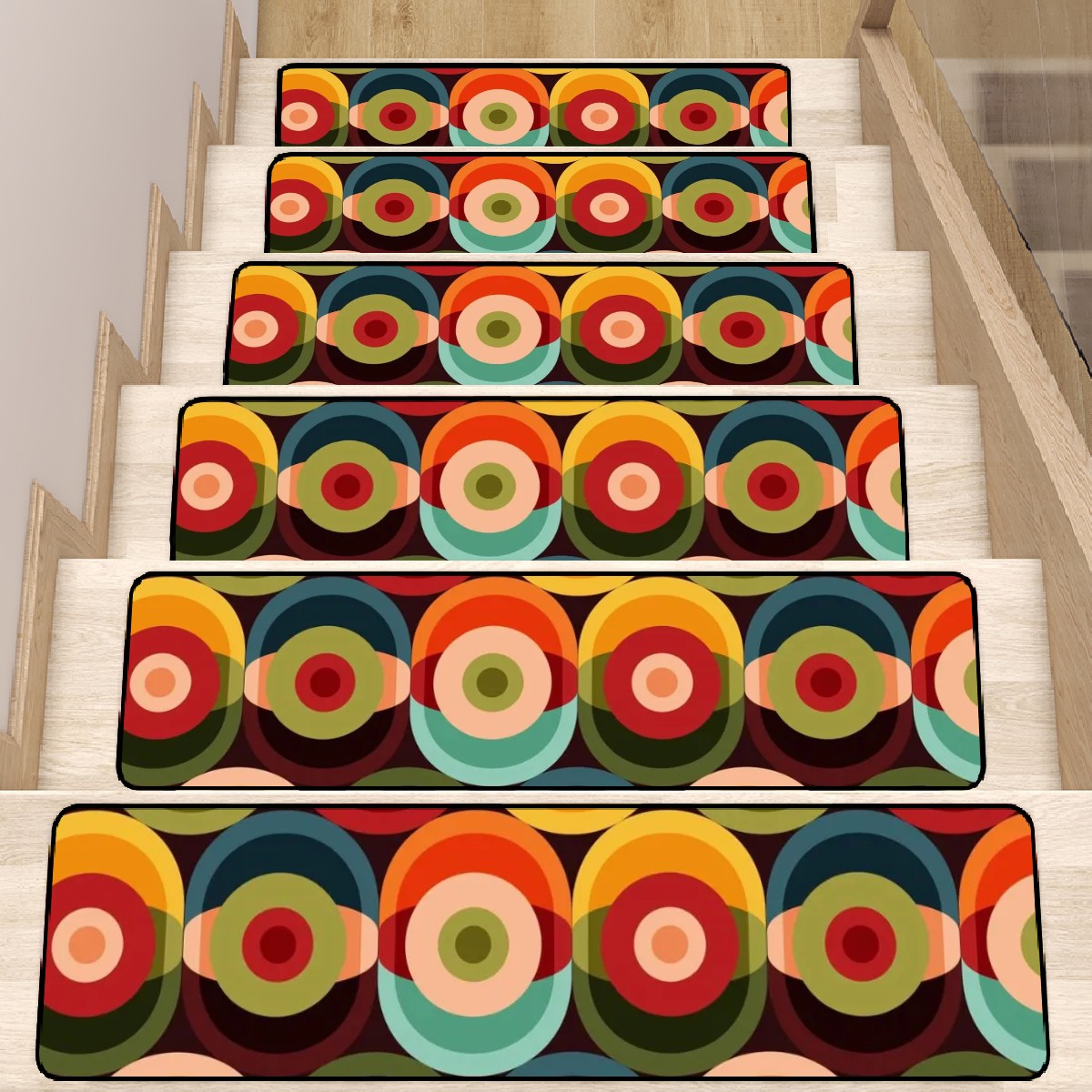Retro Groovy Mod Stair Carpet Treads - Mid Century Modern Gal