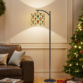 Mid Century Modern Scandinavian Floral Earth Tones Arc Floor Lamp - Mid Century Modern Gal