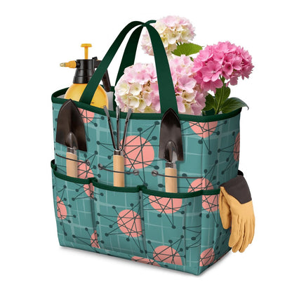 Mid Century Modern Atomic Starburst Teal Pink Garden Tool Bag - Mid Century Modern Gal