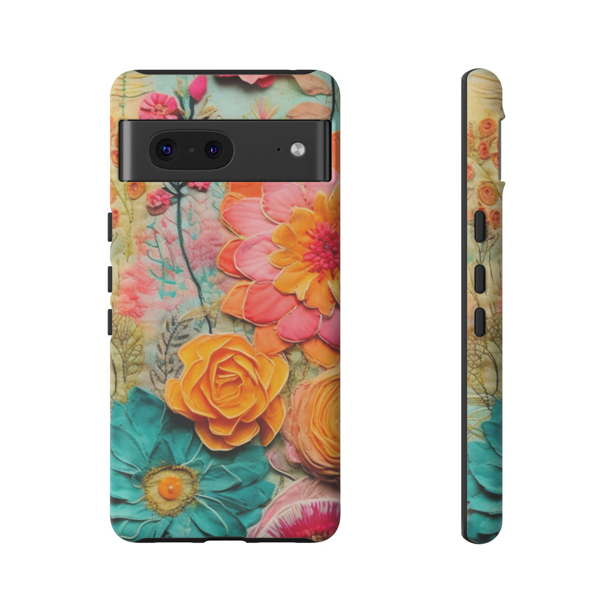 Boho Retro Floral Faux Pressed Flowers Smart Phone Tough Phone Cases