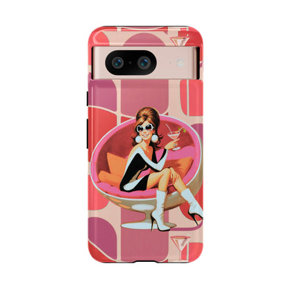 Mid Mod 60s Mod Gal, Kick Back Enjoy, Retro Chic Phone Case with Cocktail Design