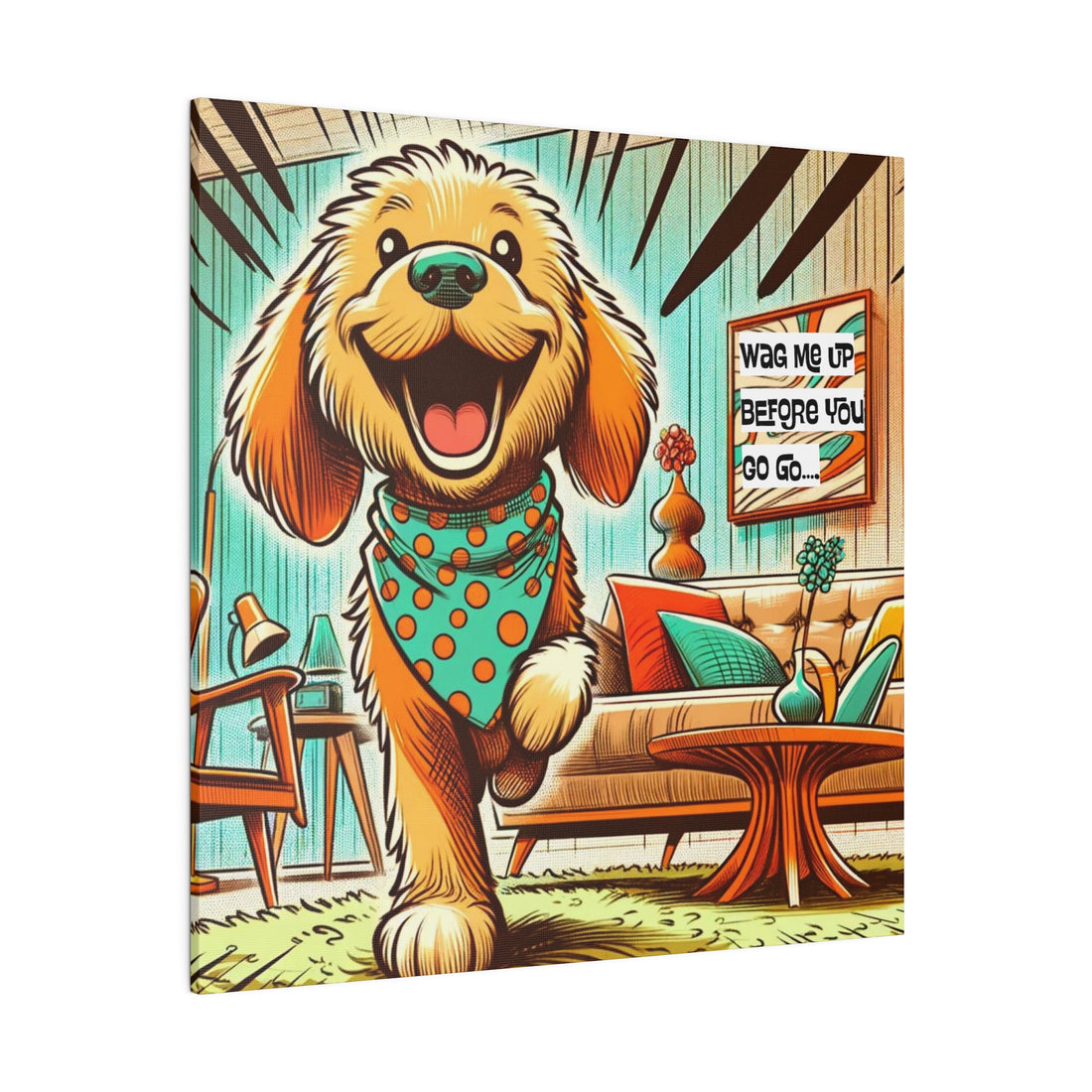 Golden Doodle Dog Lover, Funny Kitschy Mid Century Modern Wall Art