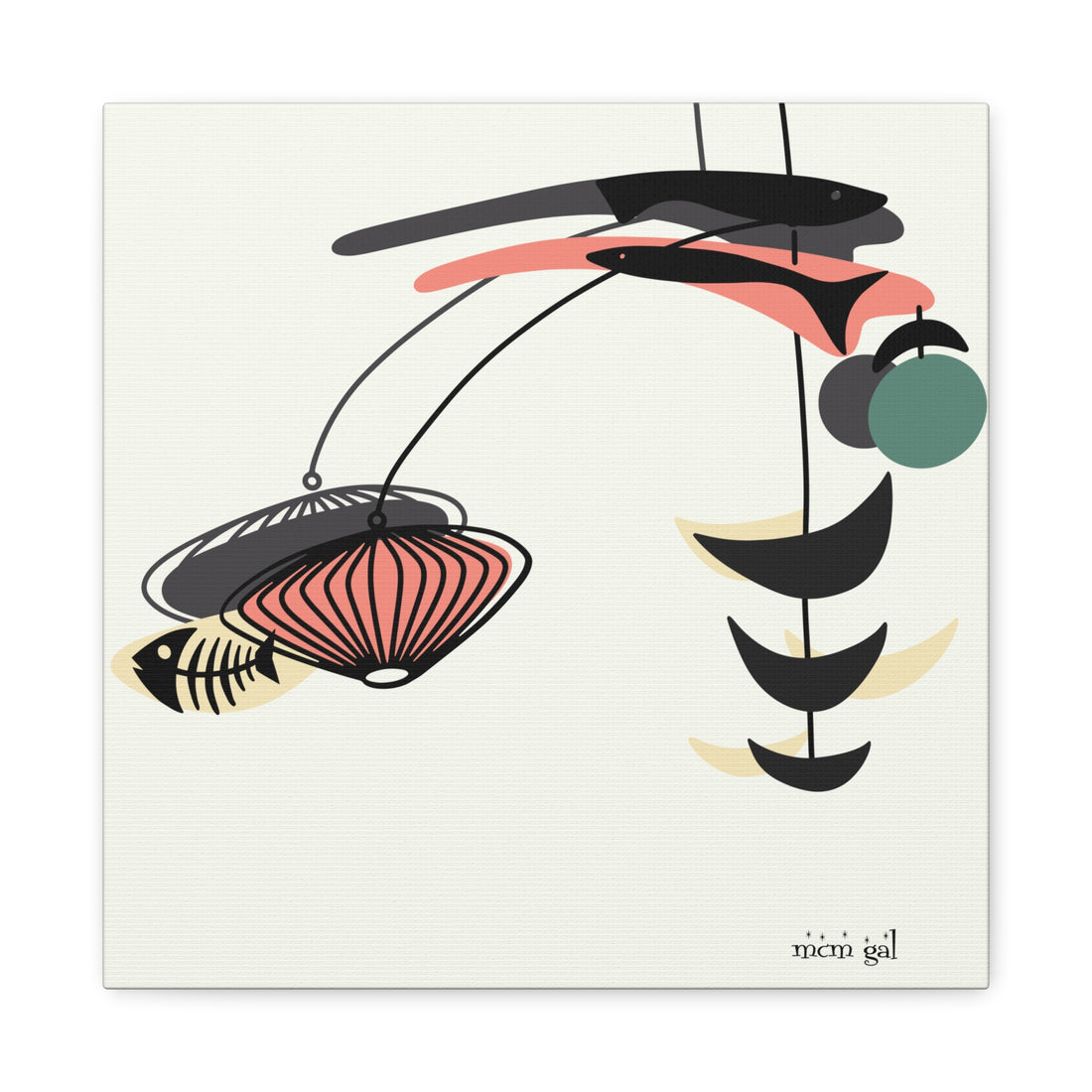 Mid Century Modern Fish Art, Modern Abstract Wall Art Canvas - Mid Century Modern Gal