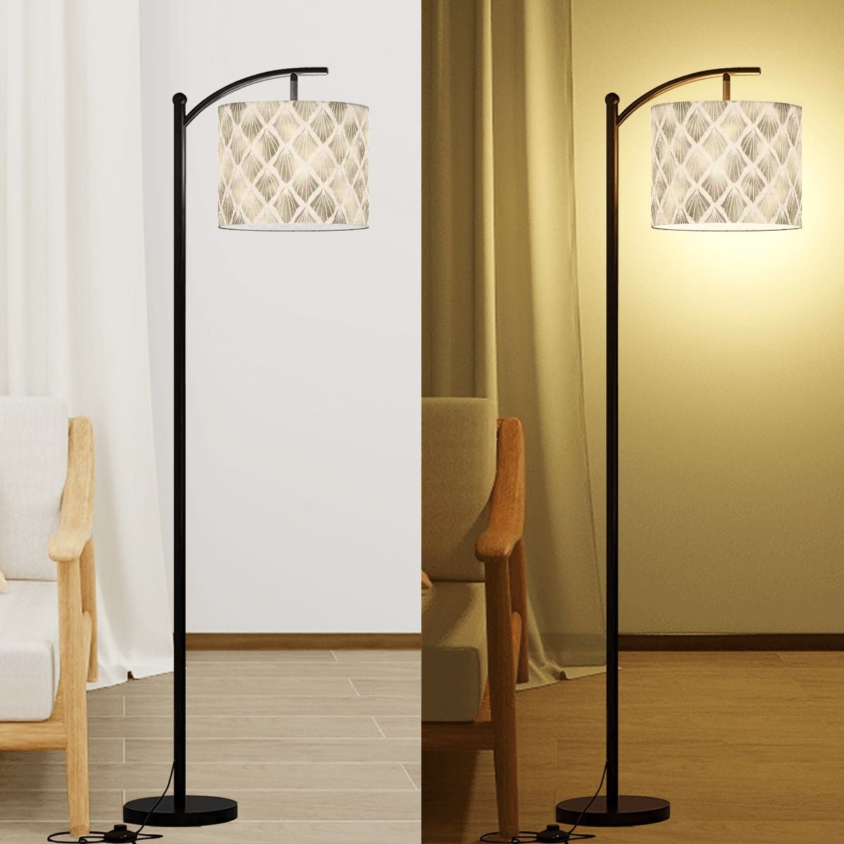 Art Deco Fan Flecked Geometric Modern Lamp SHADE ONLY - For Arc Floor Lamps Only - Mid Century Modern Gal