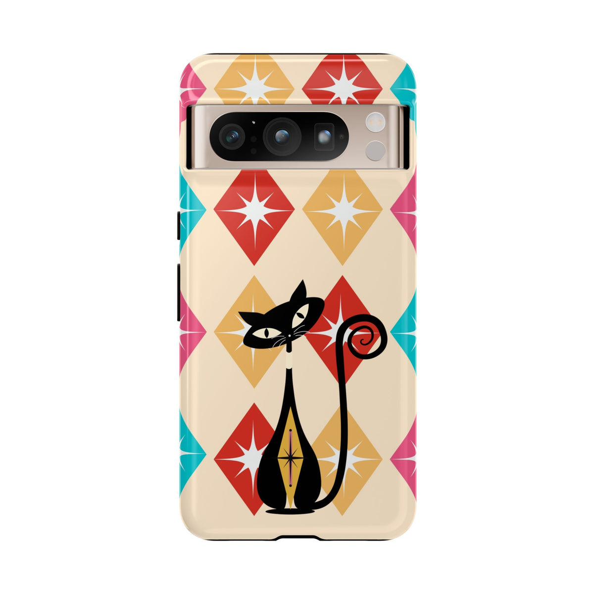 Mid Century Modern Atomic Cat, Atomic 50s Diamonds Retro Phone Tough Cases