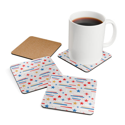 Mid Century Modern 4th of July Stars Corkwood Coaster Set - Mid Century Modern Gal