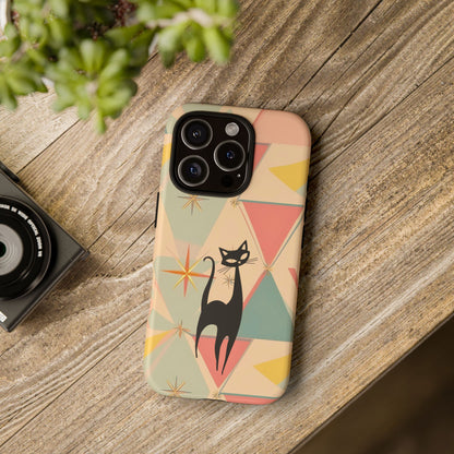 Atomic Cat Mid Mod Retro Cat Phone Case | Tough Cases with Vintage Vibe | Ideal for Cat Lovers