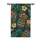 Tiki Idol Man Blackout Tropical Tiki Window Curtain - Vibrant Home Decor, Boho Style, Gift for Plant Lovers, Hawaiian Theme, Summer Vibes - Mid Century Modern Gal